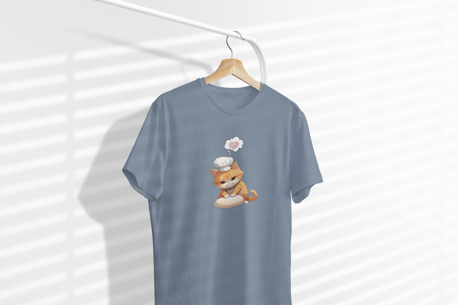 Ginger Cat Baking Illustration T-Shirt | Baker Cat Design gallery