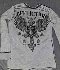 Affliction Thermal Long Sleeve Shirt Reversible Gray/Red/ Black L/XL? 20in FLAT