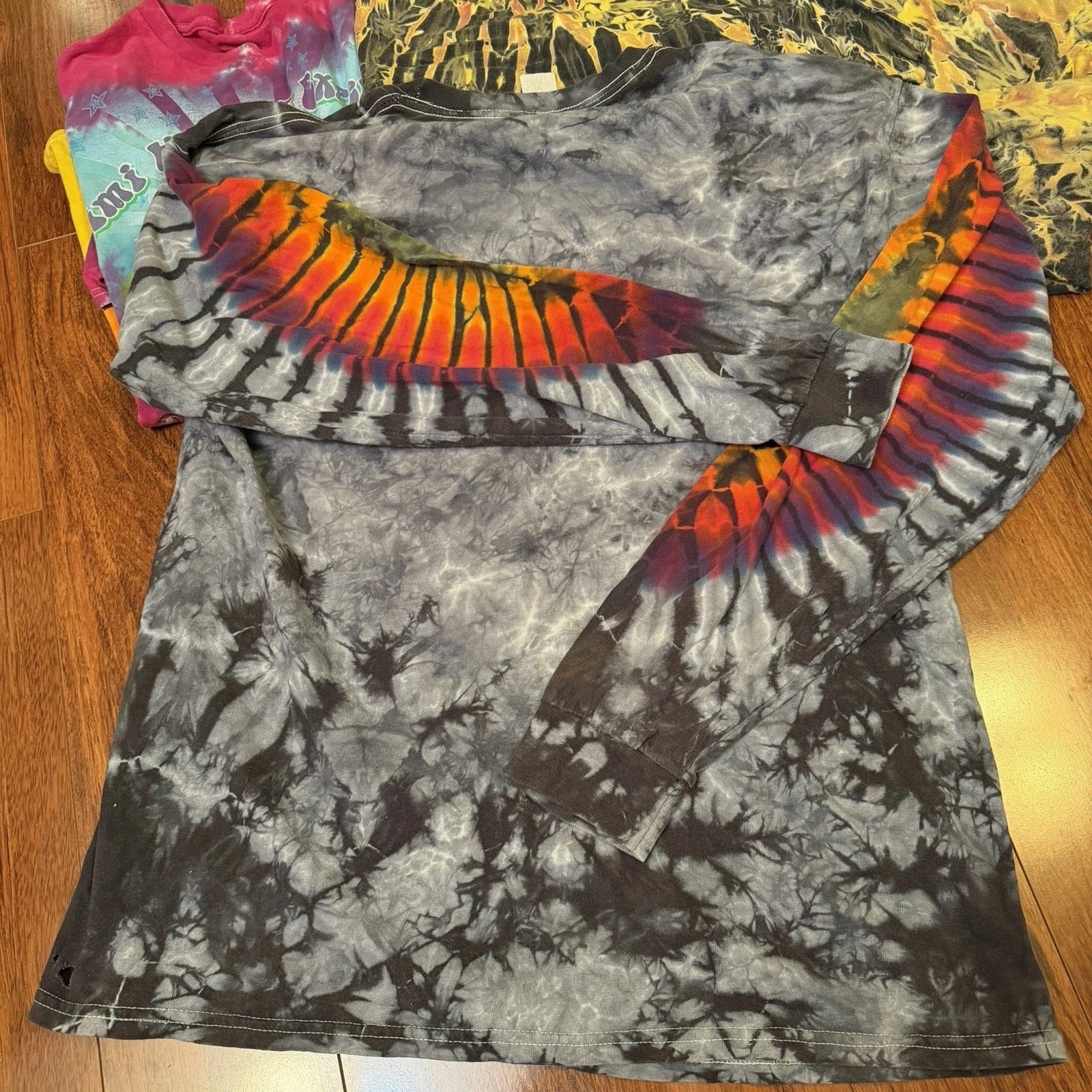 Mixed Tie-Dye Shirt Lot Of 4 100% Cotton 3 Long Sleeve Spiral Jimi Hendrix gallery