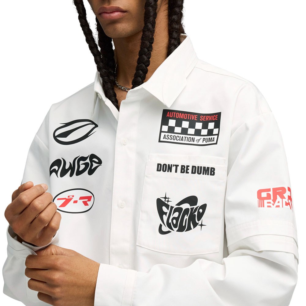 PUMA Asap Rocky X Layered Pit Graphic Collared Long Sleeve Button Up Mens Size gallery