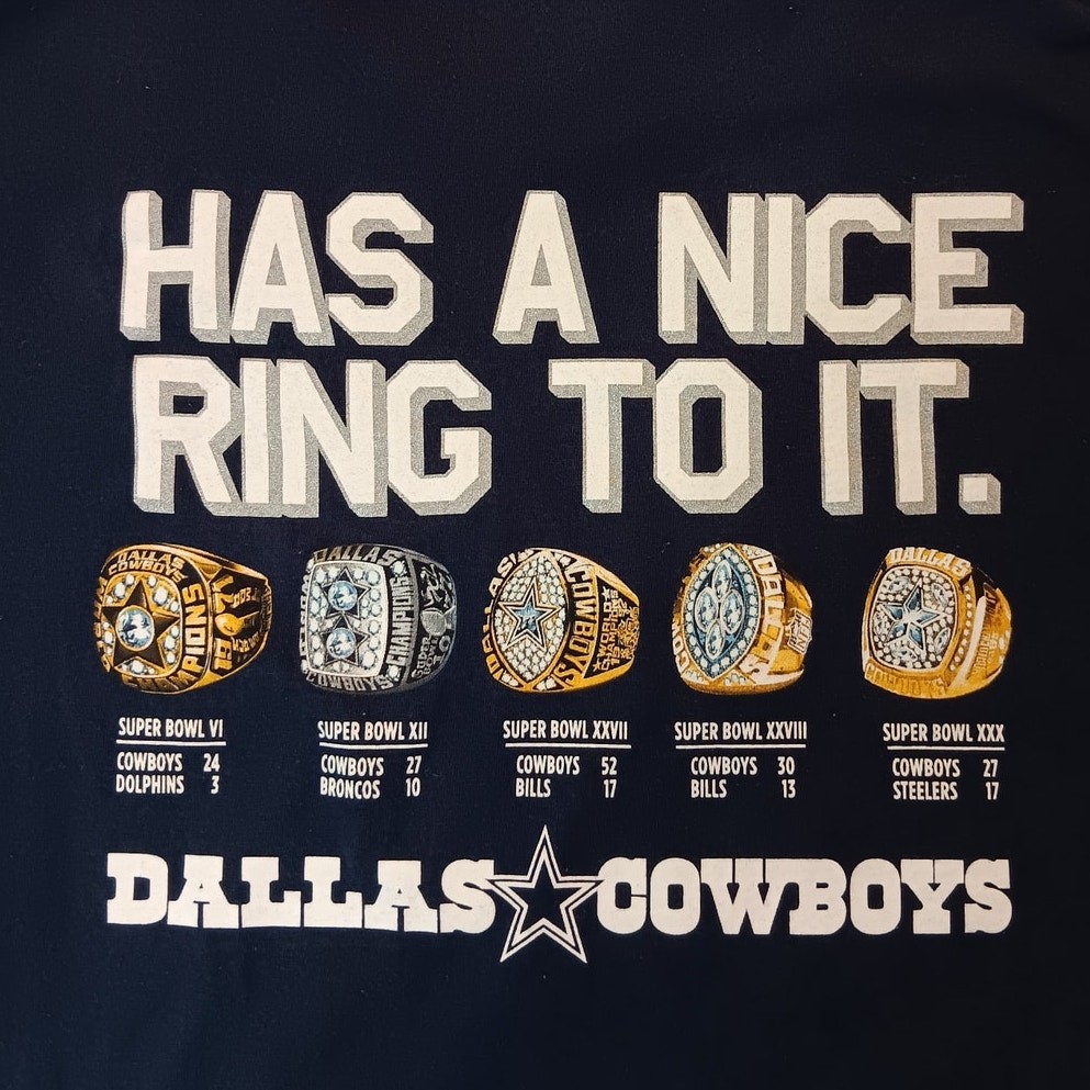 Dallas Cowboys Team Apparel Medium Navy Blue 5X Champs Nice Ring Super Bowl gallery