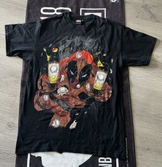 Vintage Marvel Comic Mad Engine Deadpool Pistols T-Shirt Size Medium Black Y2K