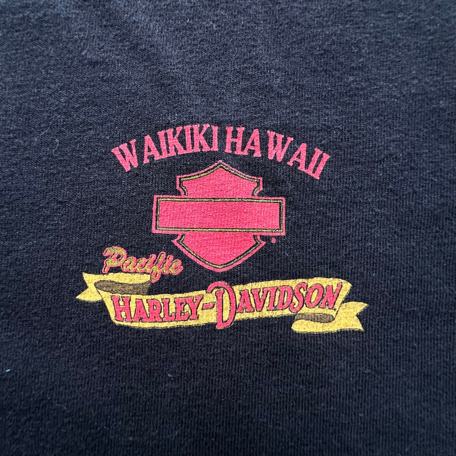 Y2K Pacific Harley Davidson Waikiki Hawaii Fire Sunset Biker Motorcycle Tee XL gallery