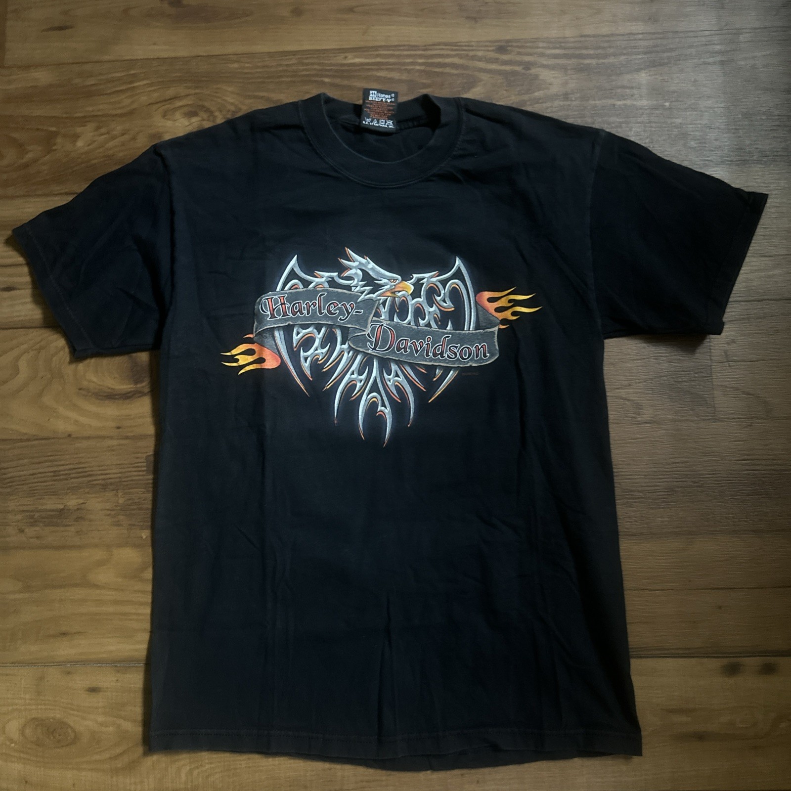 Vintage Harley Davidson Eagle Y2K Cincinnati Ohio Mens Black T Shirt Mens Size M