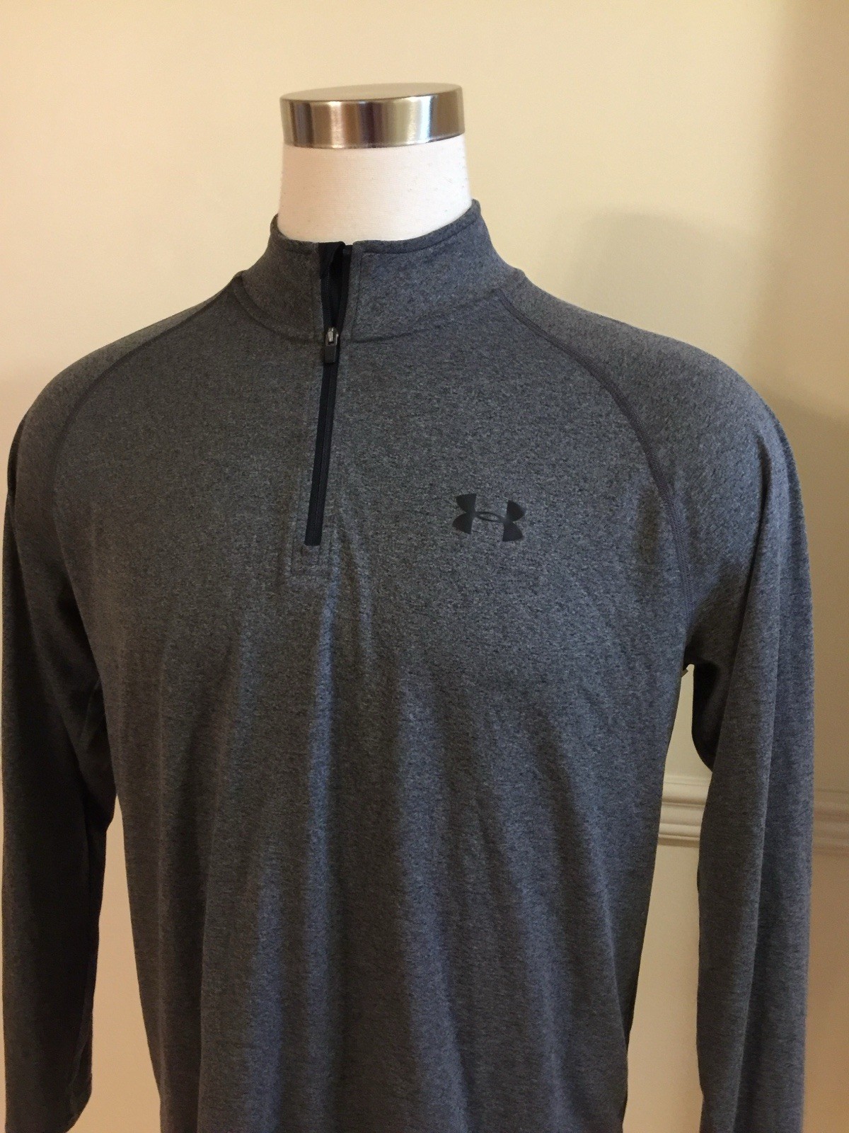 Under Armour Men Long Sleeve L/S 1242220 Gray L Shirt Pullover 1/4 Zip UA Tech 2 gallery