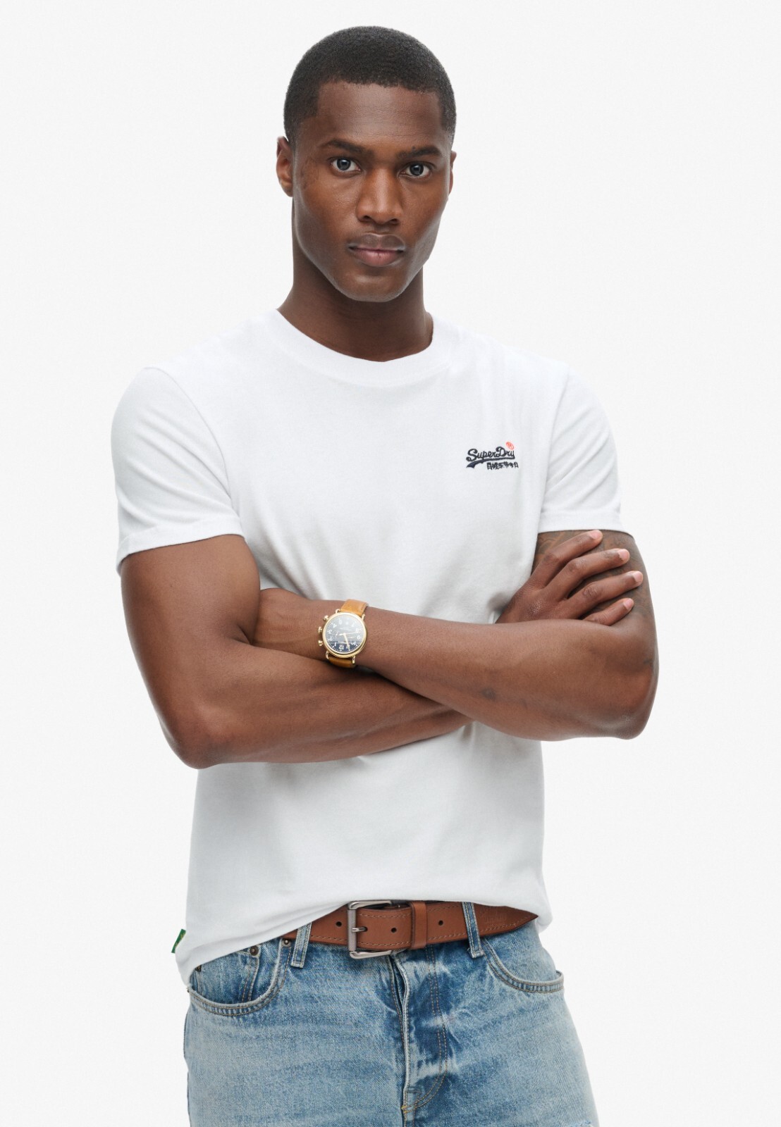 Superdry T Shirt Crew Neck Short Sleeve Contrast Emb Tee Black White Navy Blue gallery