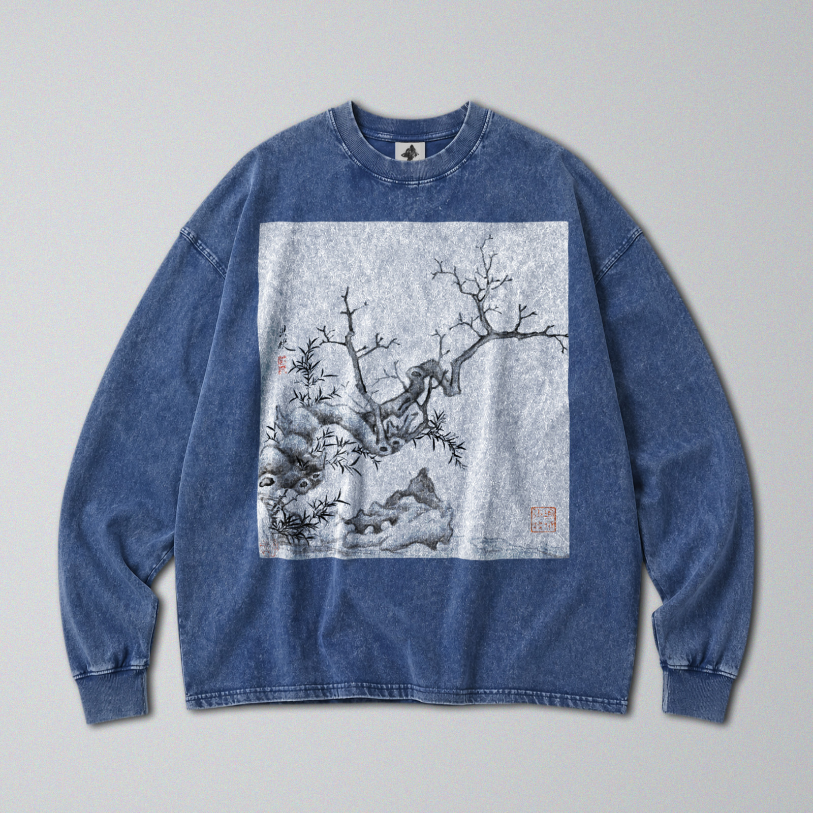 100% Cotton Long Sleeve Tee - Retro Oversized Fit - Unisex - Chinese Winter Art gallery