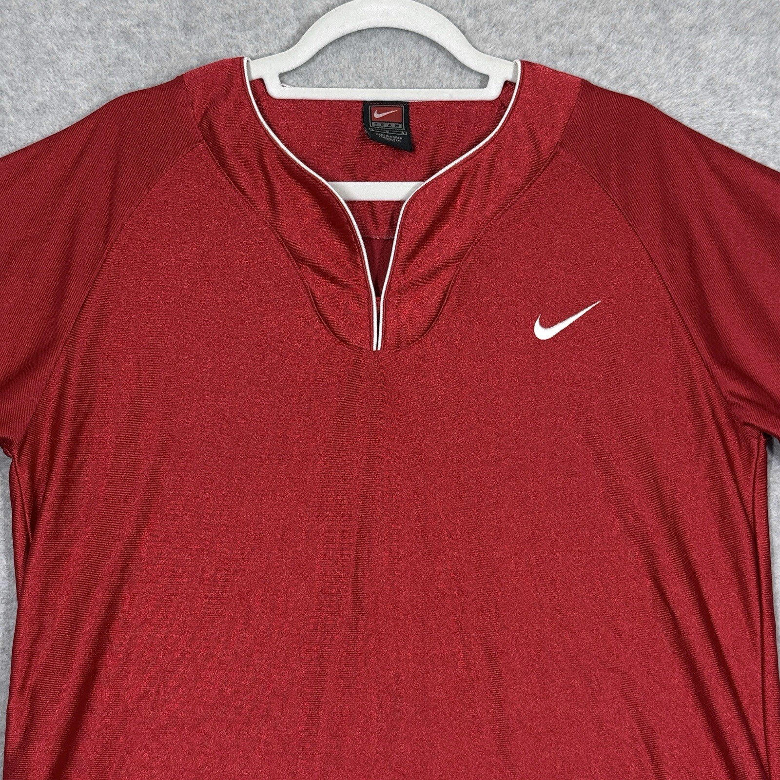 Vintage Nike Shirt Mens Large Shiny Dazzle Warm Up Jersey Team Sports Y2K Red gallery