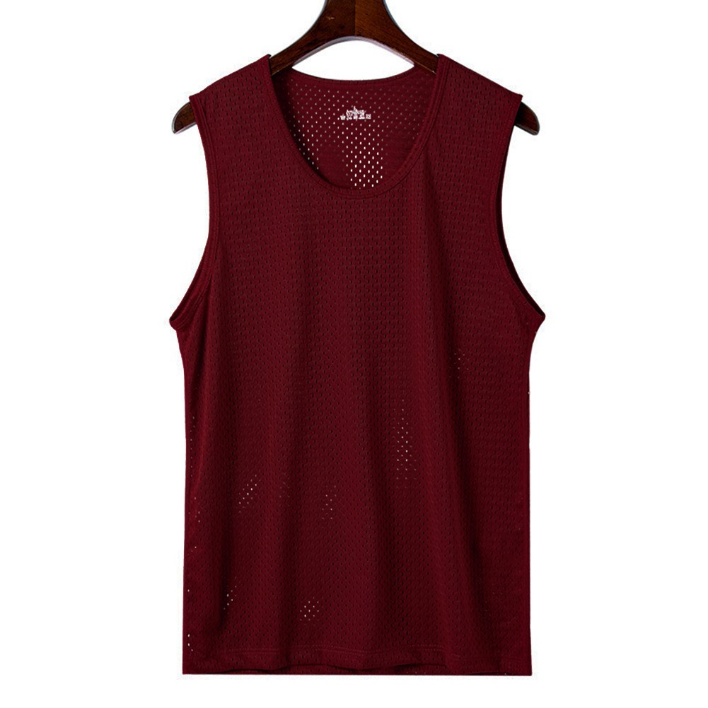 Summer Thin Sleeveless Sports TShirt Men's Ice Silk Mesh Fitness Shirt (L 5XL) gallery