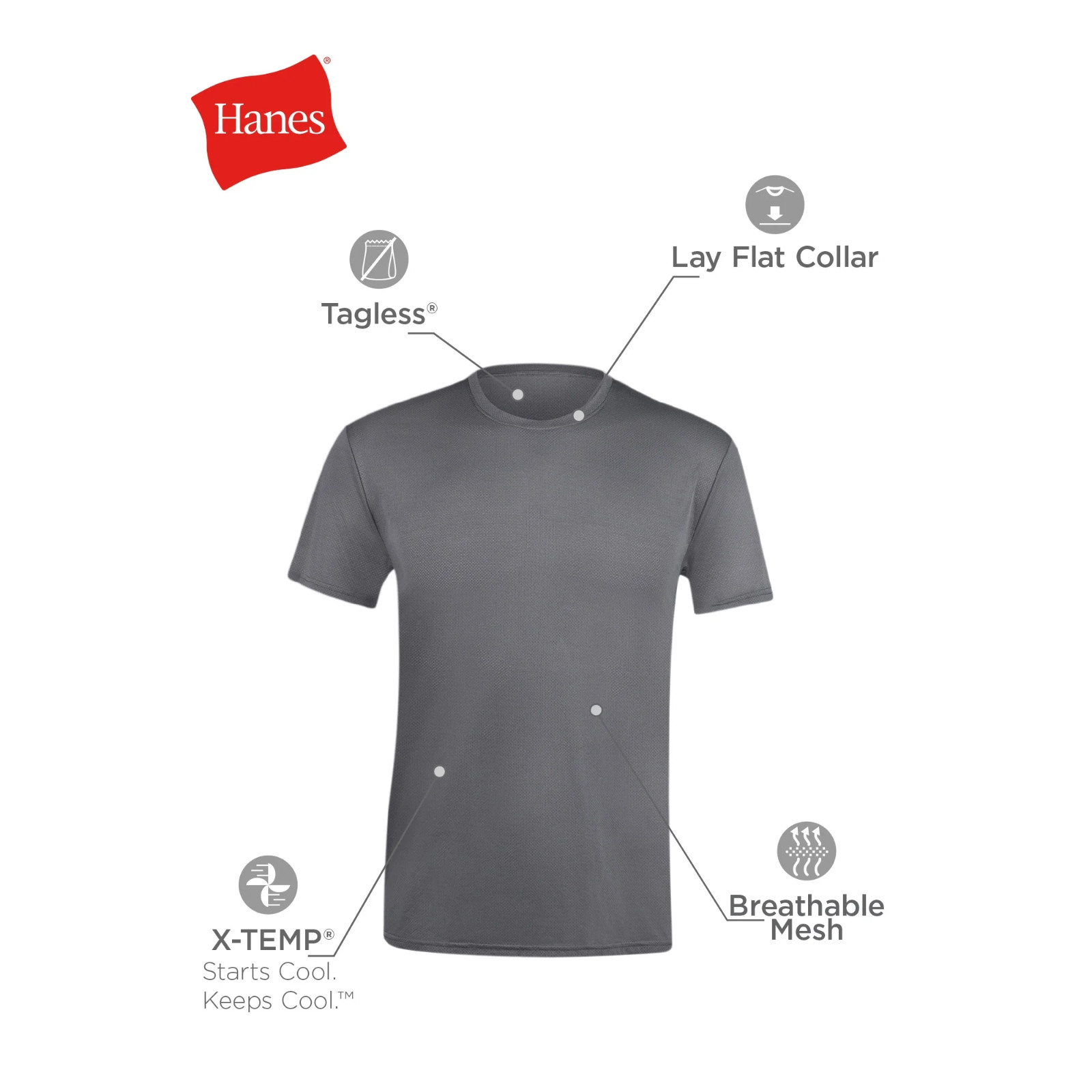 Hanes Men's Undershirts T-Shirt Pack, 3-Pack X-Temp Moisture-Wicking Sz XL White gallery