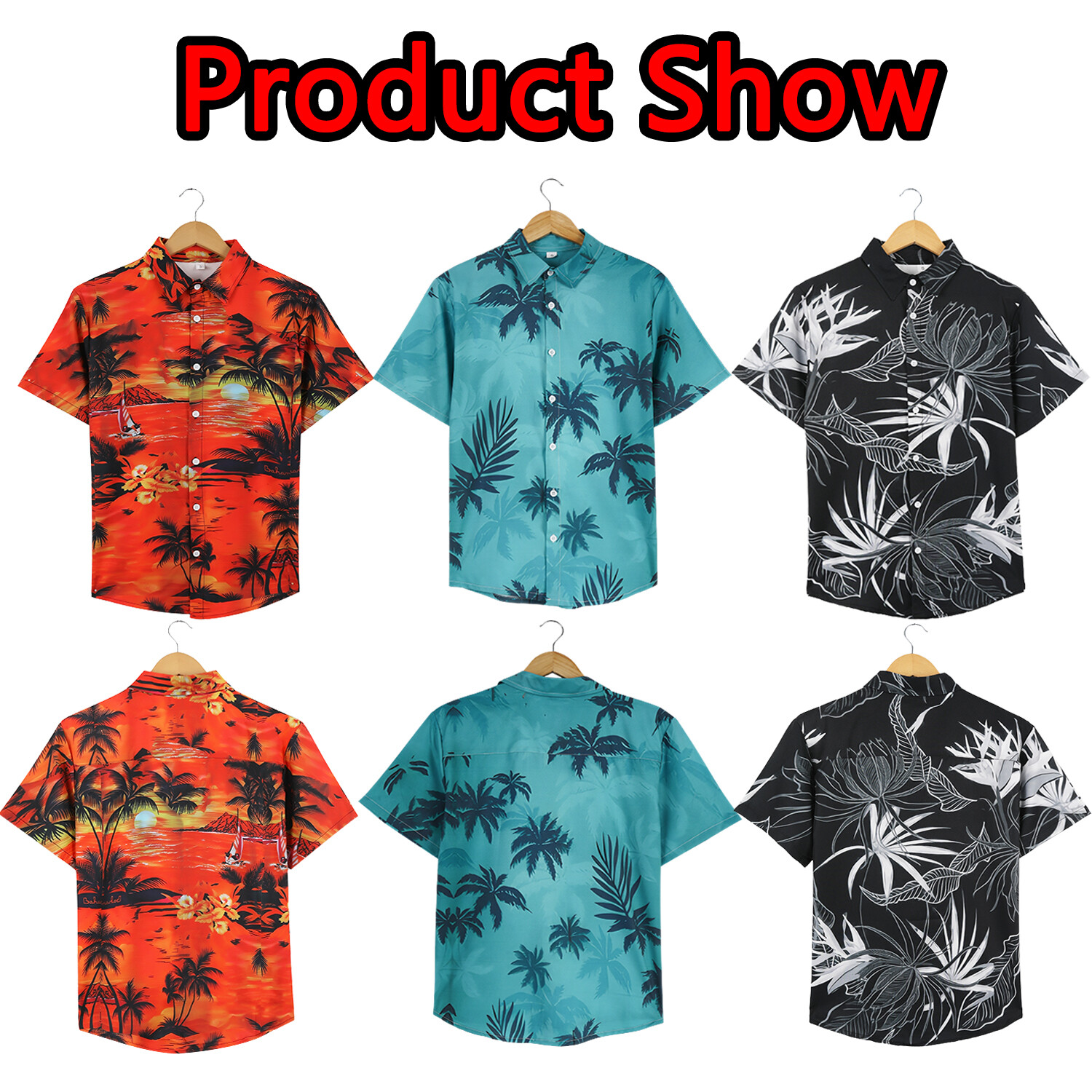 Men Hawaiian Shirts Floral Palm Tree Sunset Surf Beach Party Holiday Stag Dance gallery