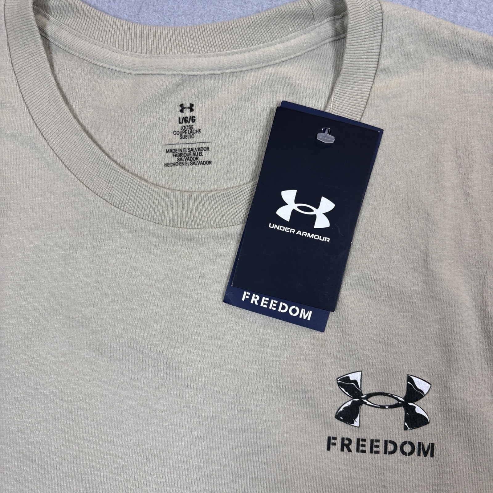NWT Under Armour Size Large Men's Freedom Snake Knife Cotton Desert Sand T-Shirt gallery