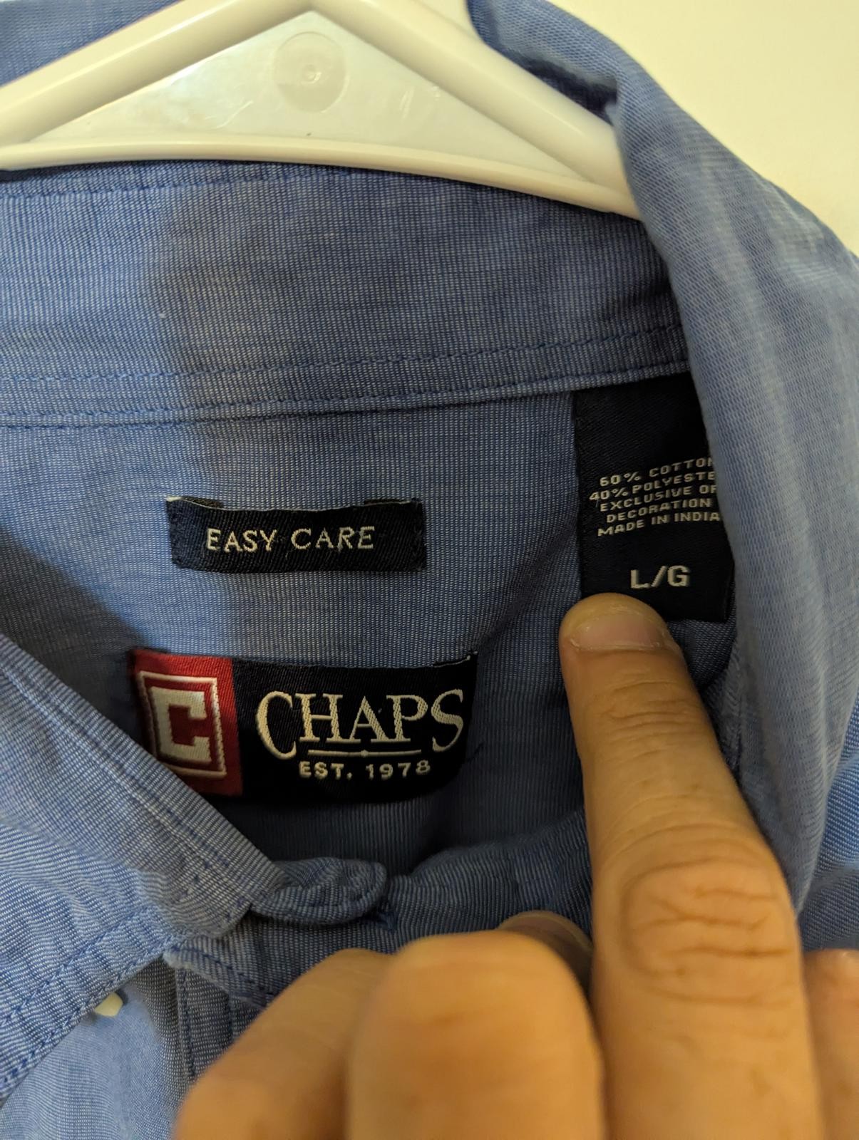 Chaps Easy Care Short Sleeve button down Shirt - Blue - Large Ralph lauren gallery