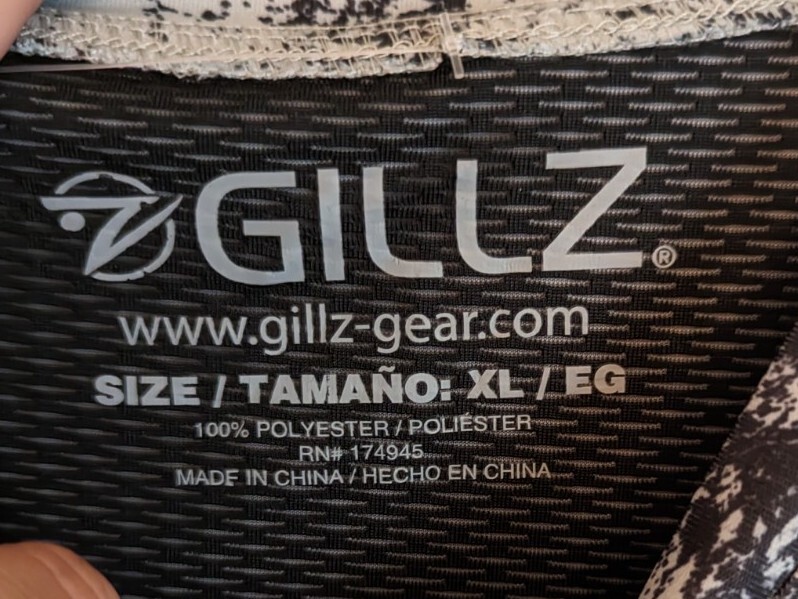 Gillz Men's LS UV Tournament Series V2 Gray Grunge Print L/S Fishing Shirt Sz XL gallery