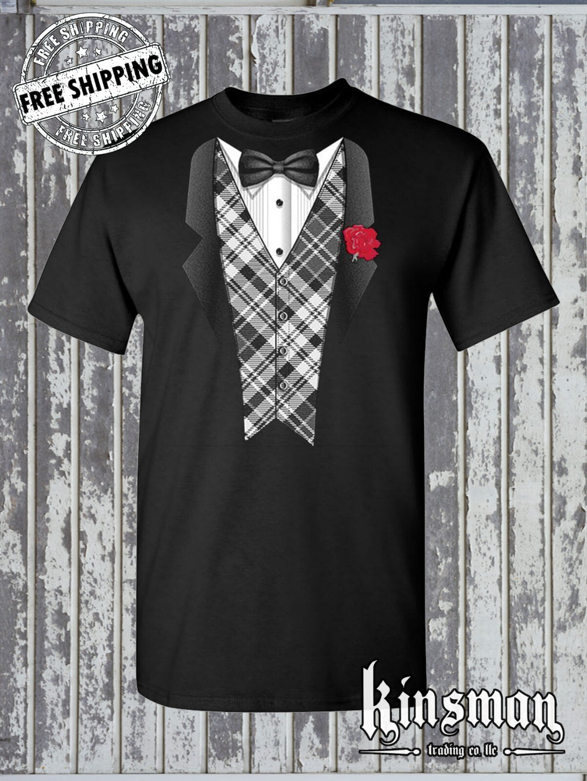 Plaid Tuxedo Novelty T-Shirt - Funny Tux Wedding Graduation Bachelor Party Gift gallery