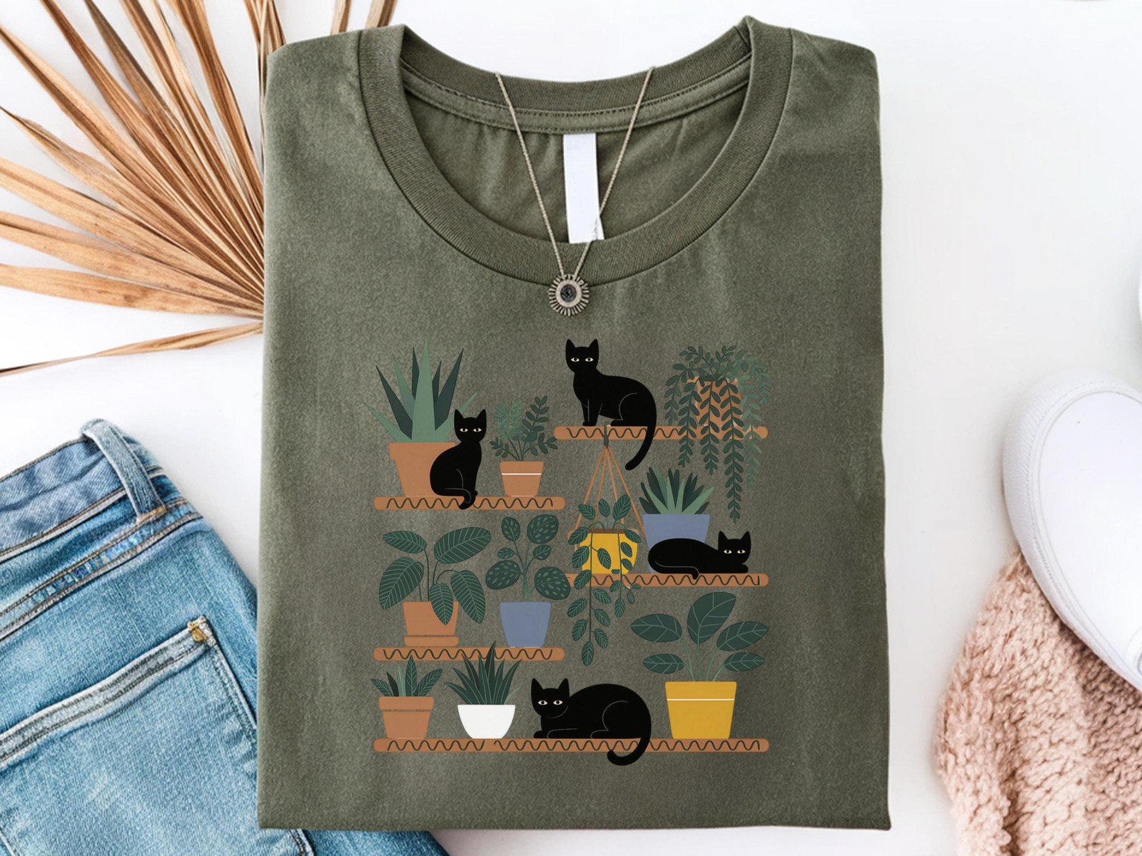 Cats and Plants Shirt Cat Lover Gardener Gift Succulent Plant Lady Tee gallery