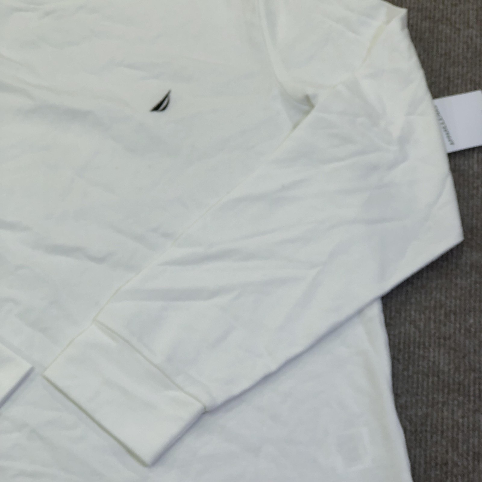 Nautica Shirt Mens Medium White Long Sleeve Logo Graphic Tee Tagless Nautical gallery