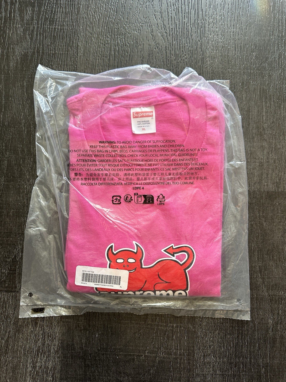 Supreme Toy Machine Devil Cat Tee Pink Fuchsia Size XL 100% Authentic SS24 gallery
