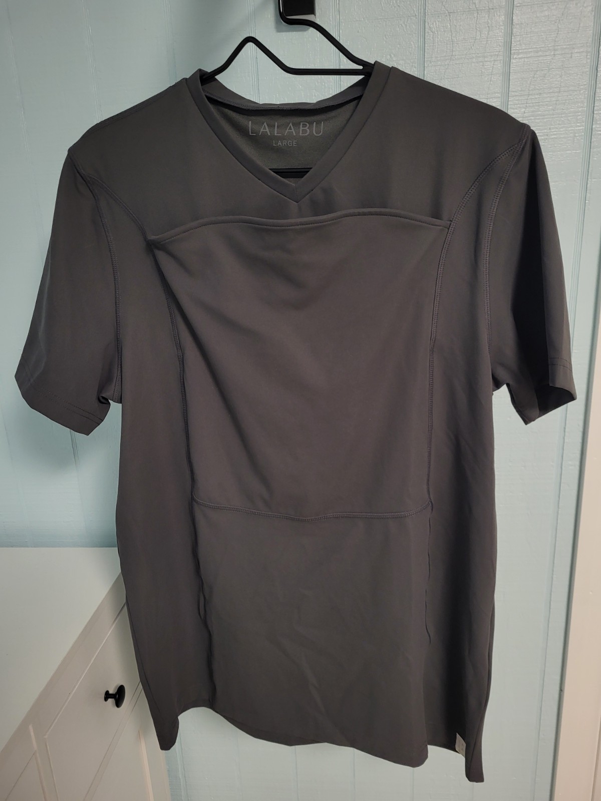 LALABU Dad Shirt Mens Size Large Gray Baby Carrier Soothing Kangaroo Pocket gallery