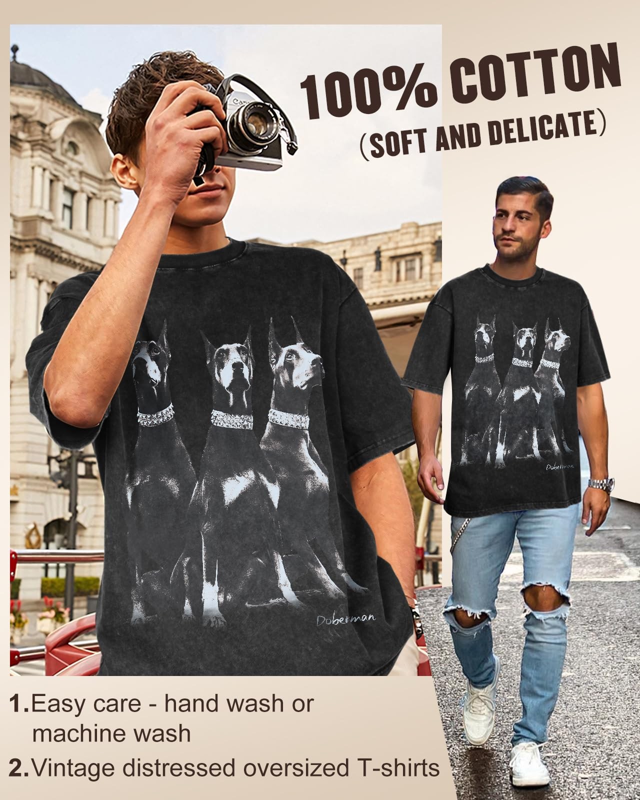 Flafens Oversized Tshirts for Men - Graphic T Shirt Tees Crewneck Short Sleeve gallery