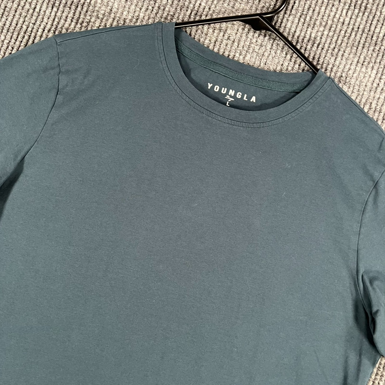 Youngla Shirt Mens Large Blue Short Sleeve Casual Comfort Preppy Outdoors gallery