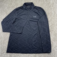 Under Armour Heatgear 1/4 Zip Training Shirt Mens Fitted XL Black Long Sleeve