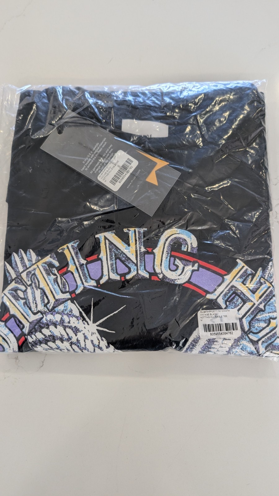 Rhude Notting Hill Eagle Tee M Vintage Black Boxy Fit Graphic T-Shirt Luxury gallery