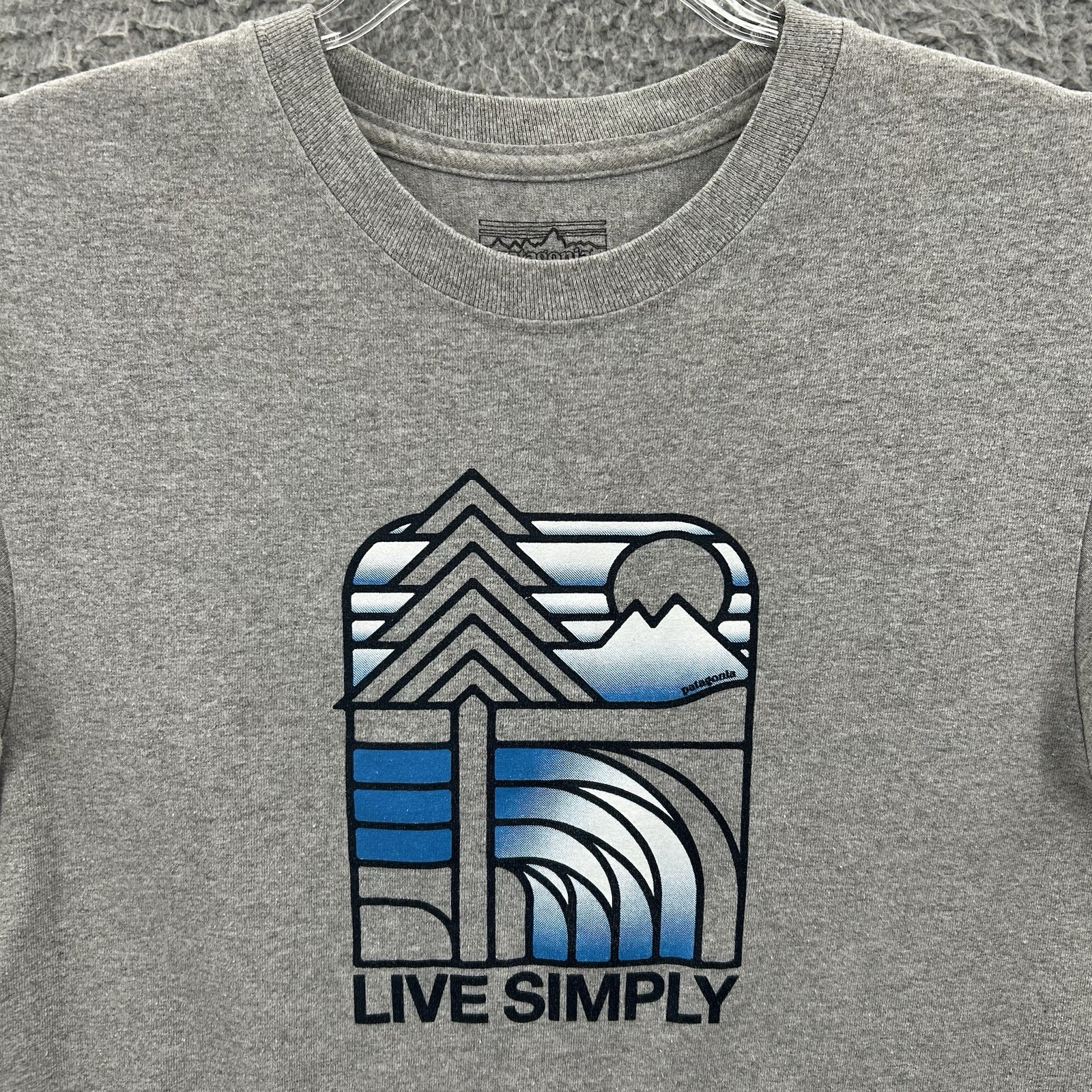 Patagonia Shirt Mens Small Gray Outdoor Hiking Live Simply Graphic Tee Adult S gallery