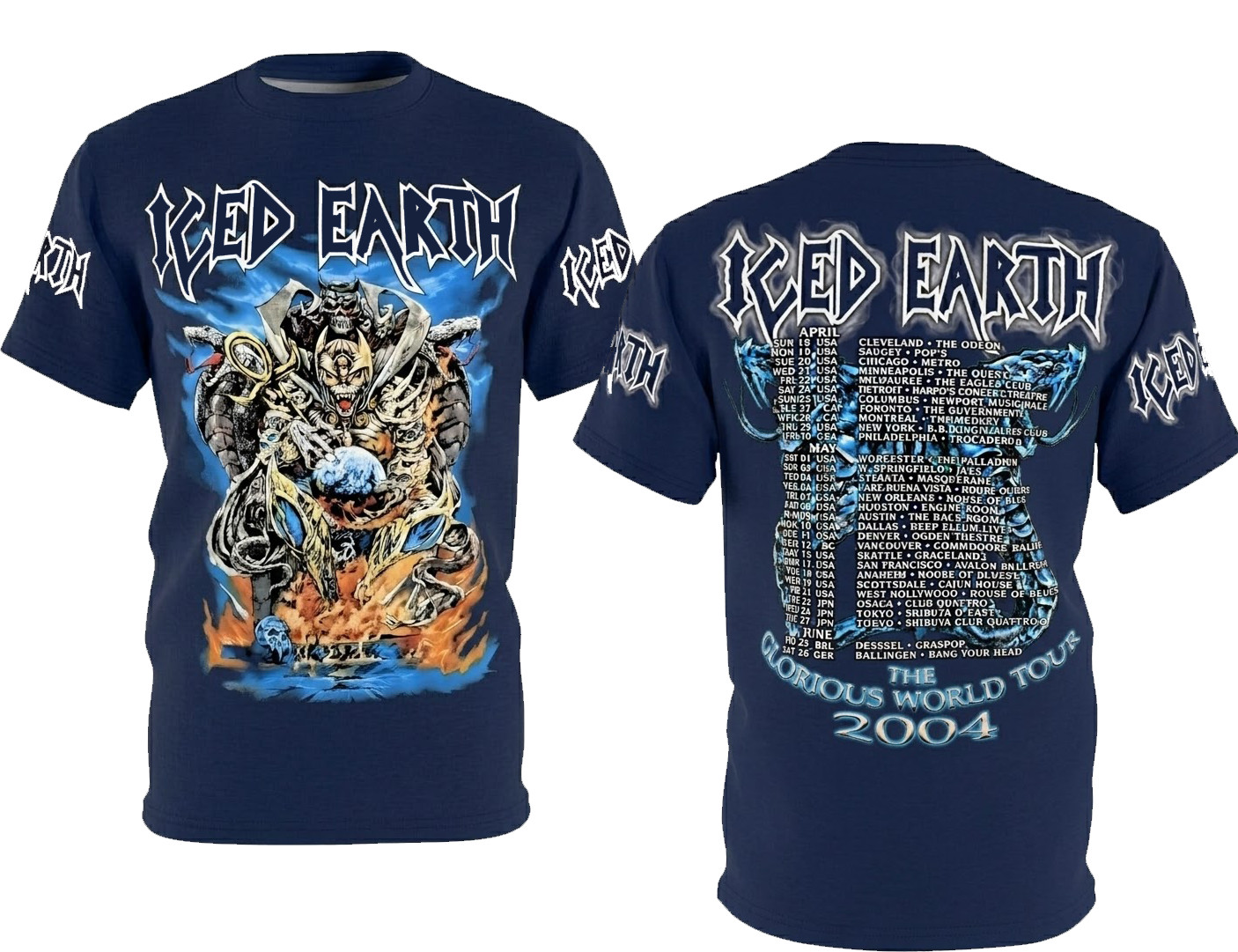 Rare 2004 Glorious World Tour By Iced Earth Band 3D T-shirt S to 5XL 2F2049 gallery