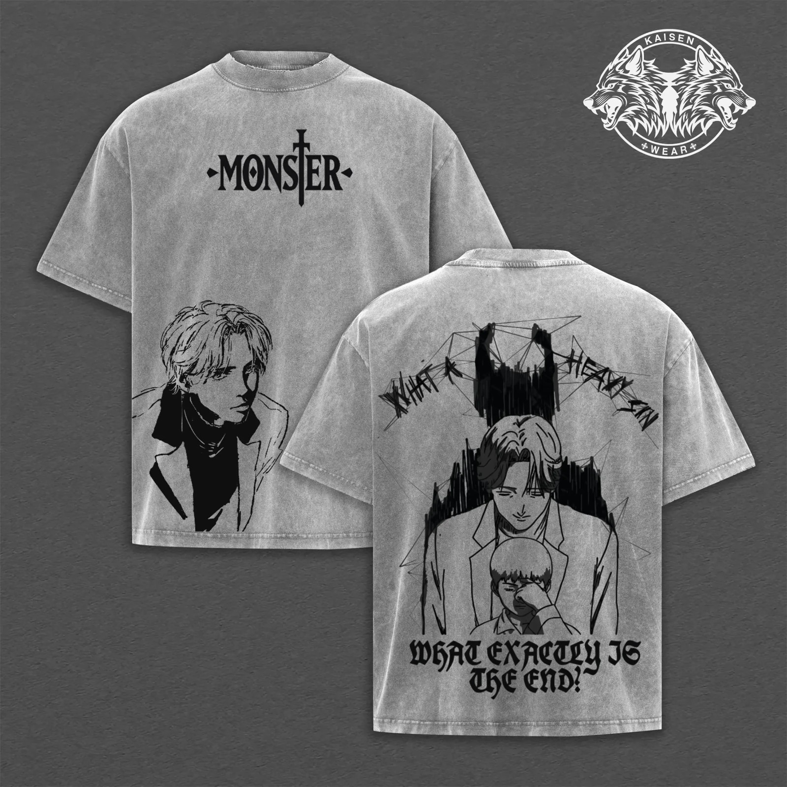 Monster Anime Johan Liebert Graphic Streetwear Collection, Acid Wash Oversized gallery