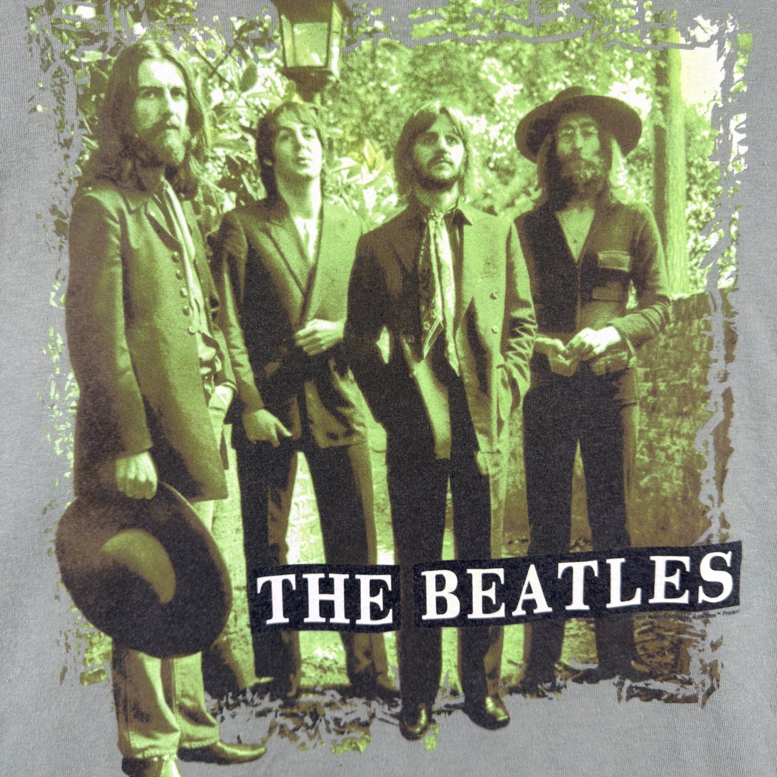 VINTAGE The Beatles T-Shirt Men Large Green 2002 Apple Corps Graphic Band Tee gallery