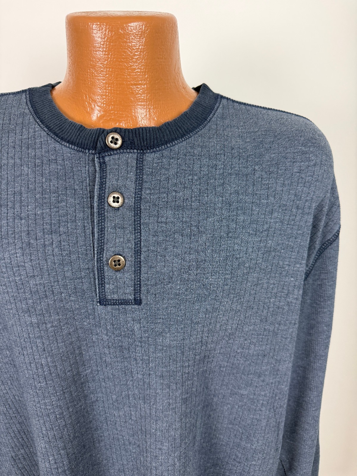 Vintage 90s Ribbed Henley Shirt Men 2XL Minimal Outdoor Casual Midweight Stretch gallery