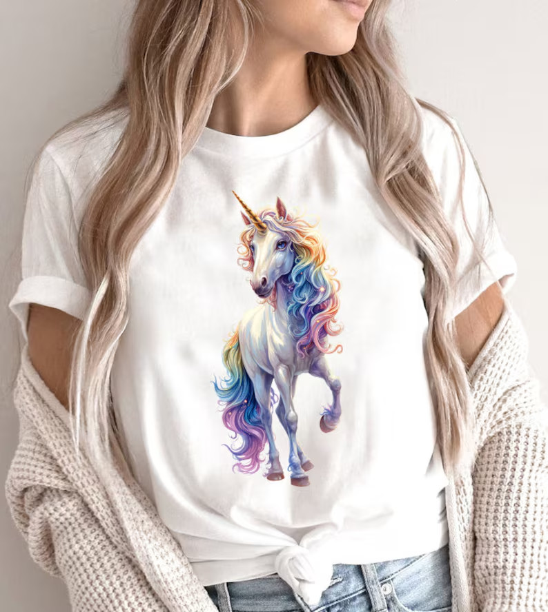 Rainbow Unicorn T-Shirt: Fantasy Magical Tee for Ladies gallery