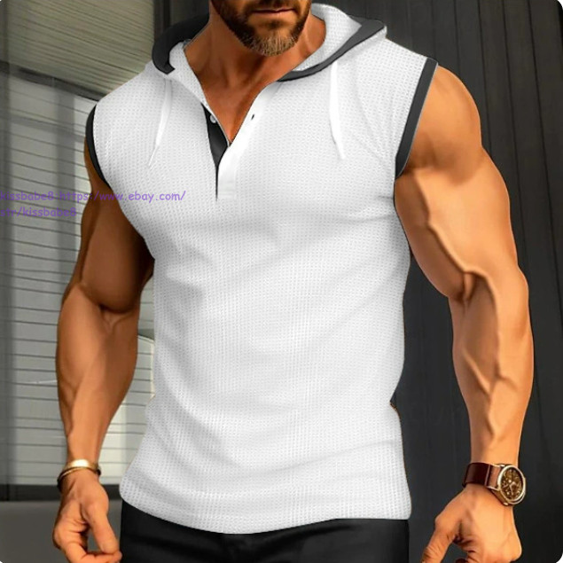 Men’s Fashion Athletic Hoodies Short Sleeve Fit Workout Gym Tops Casual T-shirt