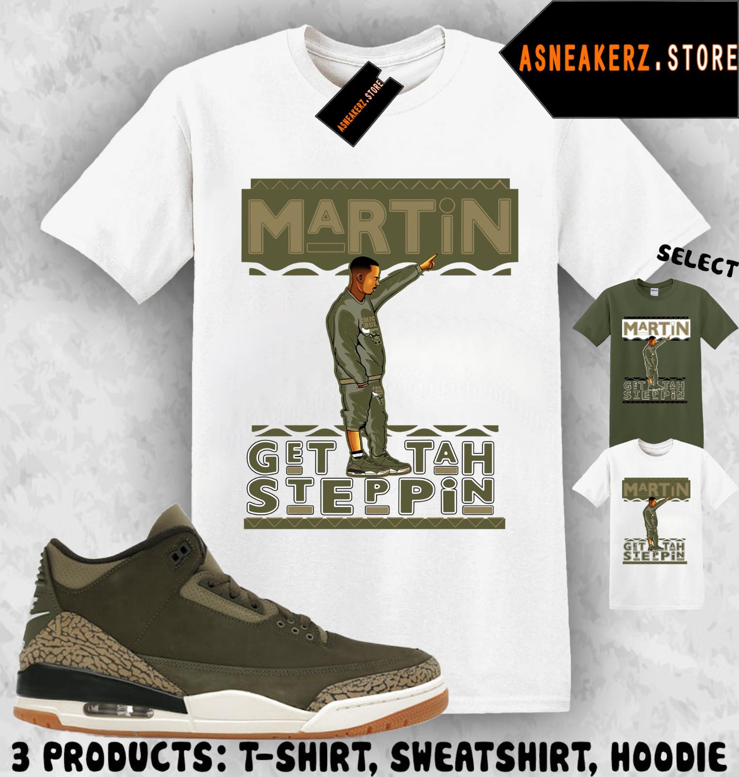 Tee Shirt Matching AJ 3 Family Affair Match Sneaker Sneakerhead Martin T-Shirt