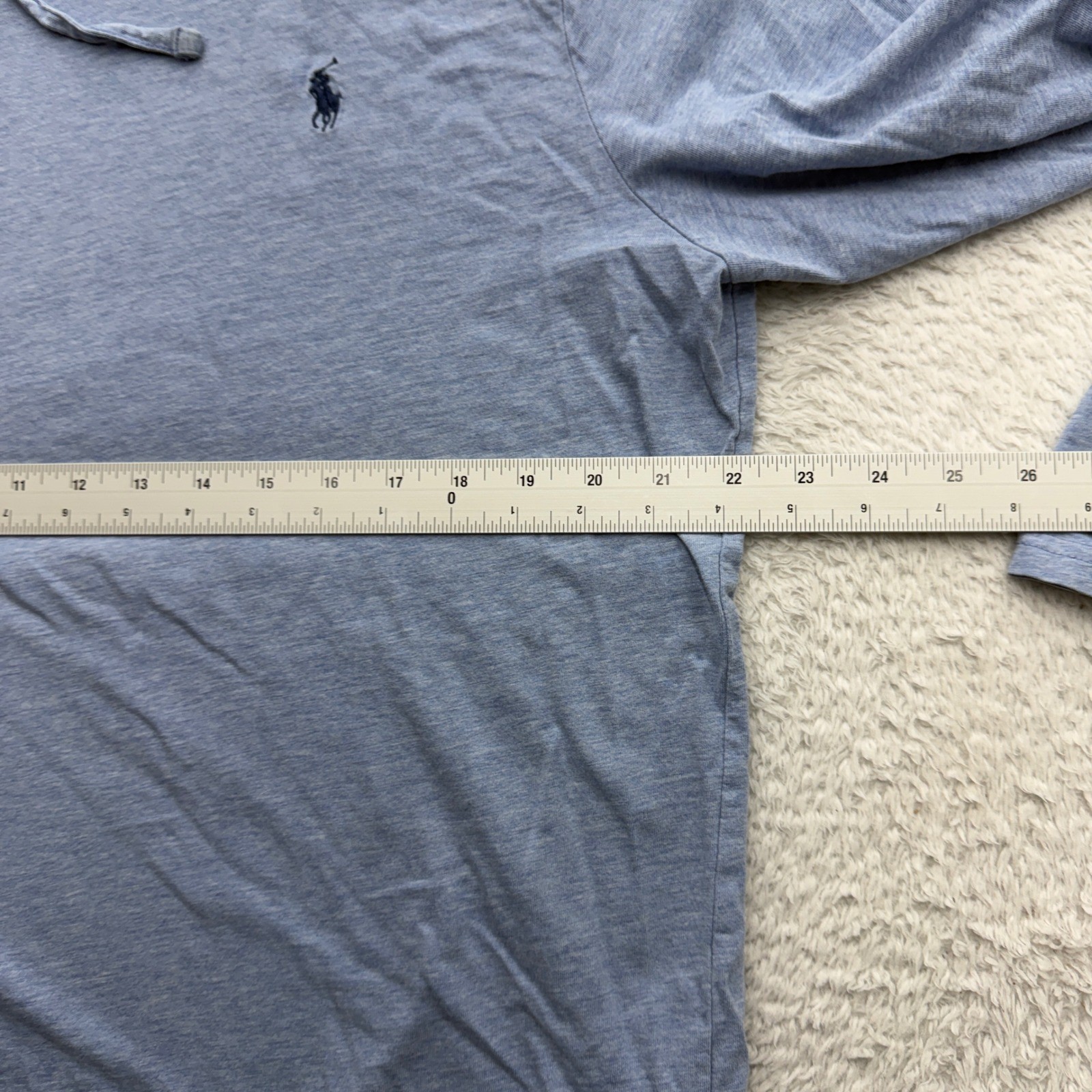 Polo Ralph Lauren Mens Hooded T-Shirt Light Blue Heather Cotton Long Sleeve L gallery