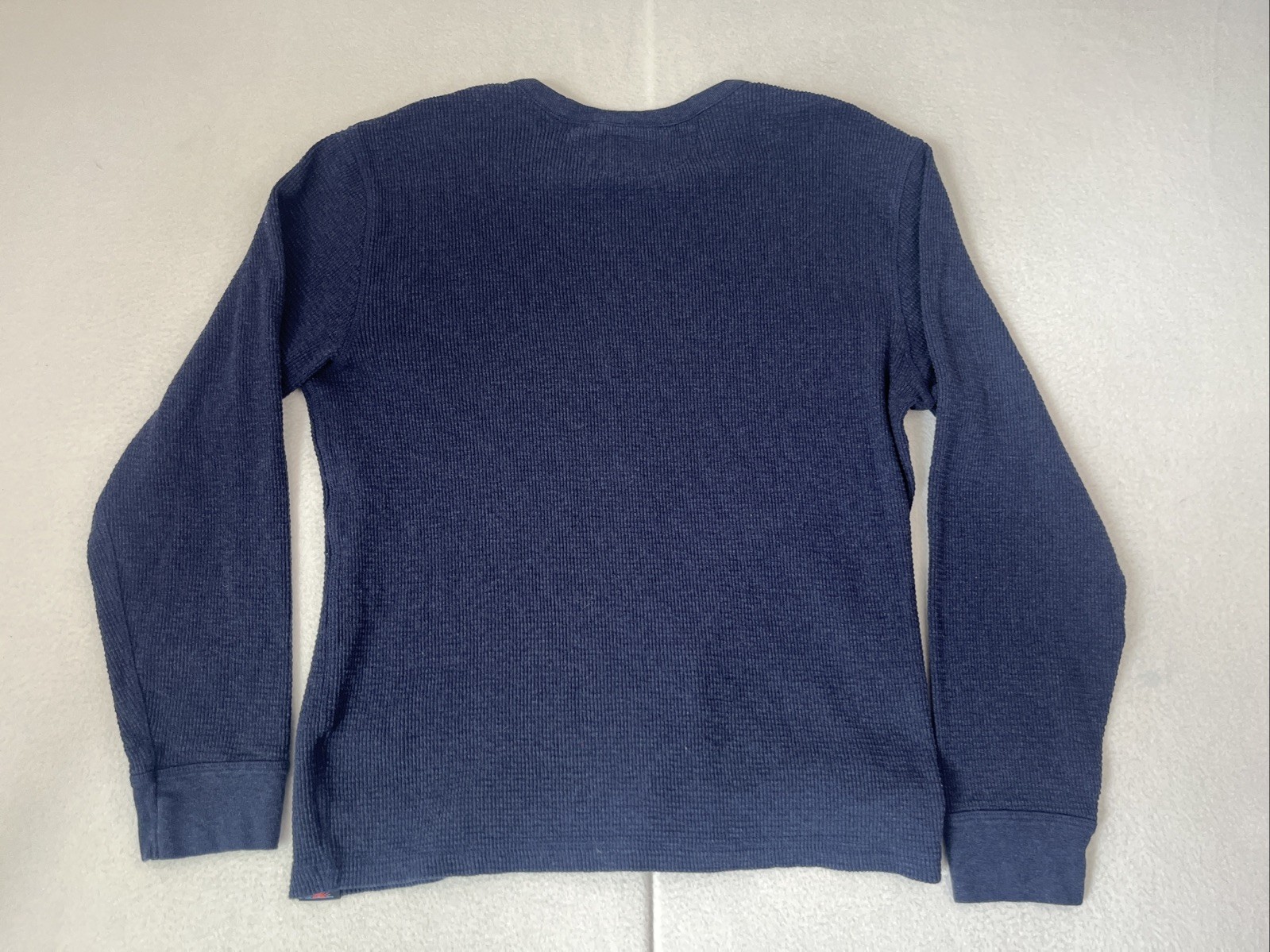 FAHERTY Surplus Waffle Crew Deep Sea Heather Blue Mens Size Lg L Large gallery