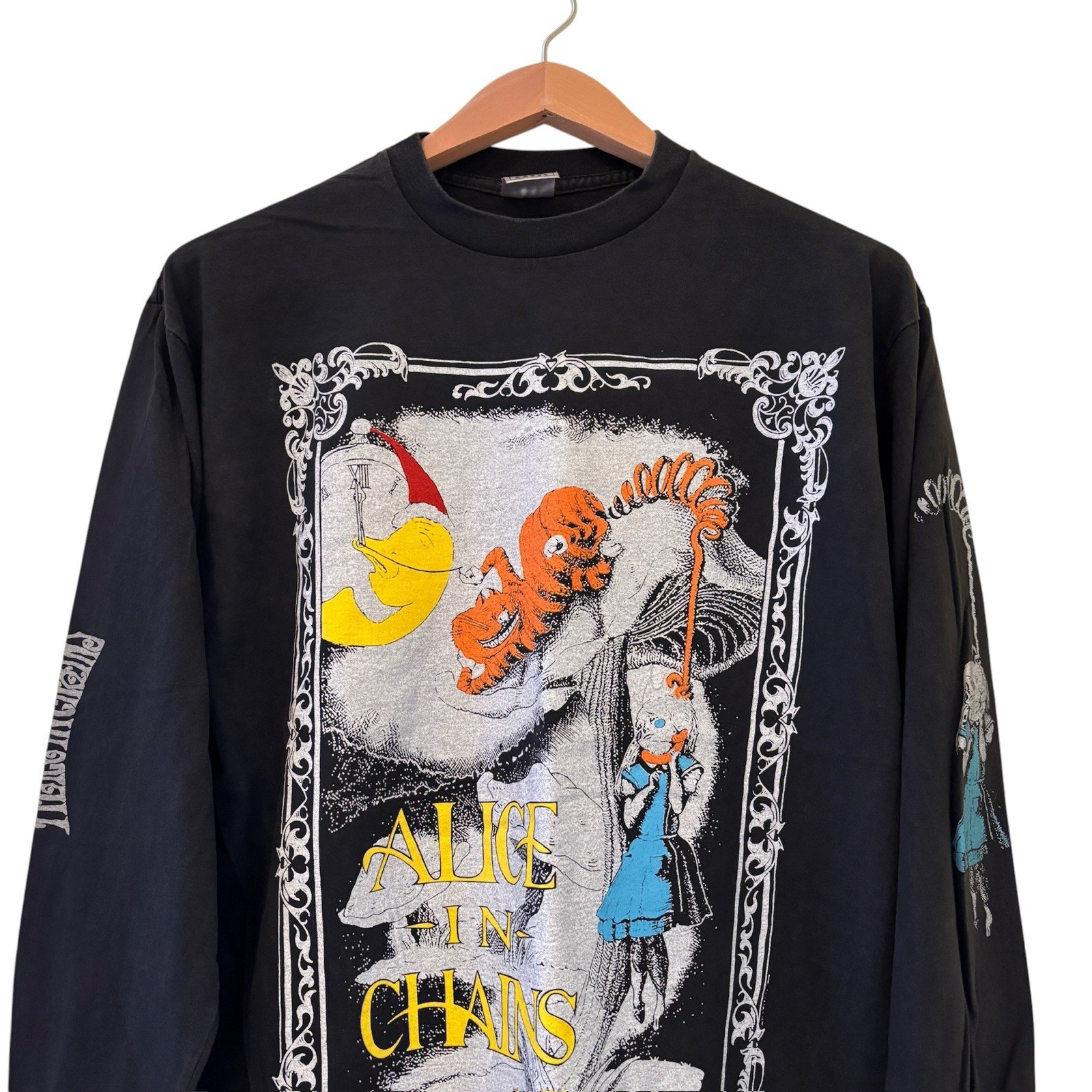 Vintage Alice In Chains Wonderland Black Long Sleeve 90s Band Sz L Shirt REPRINT gallery