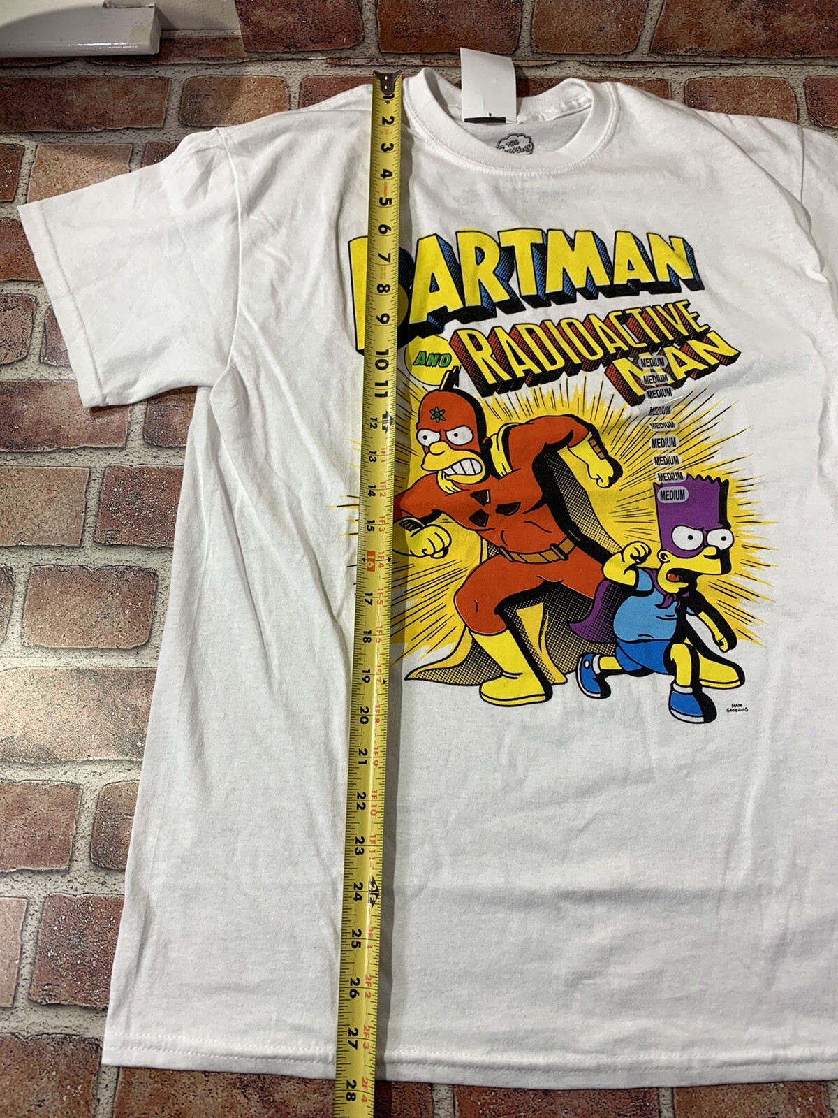 Simpson’s- Bartman And Radioactive Man• WhIte T-Shirt/ Bart & Homer• Medium• NWT gallery