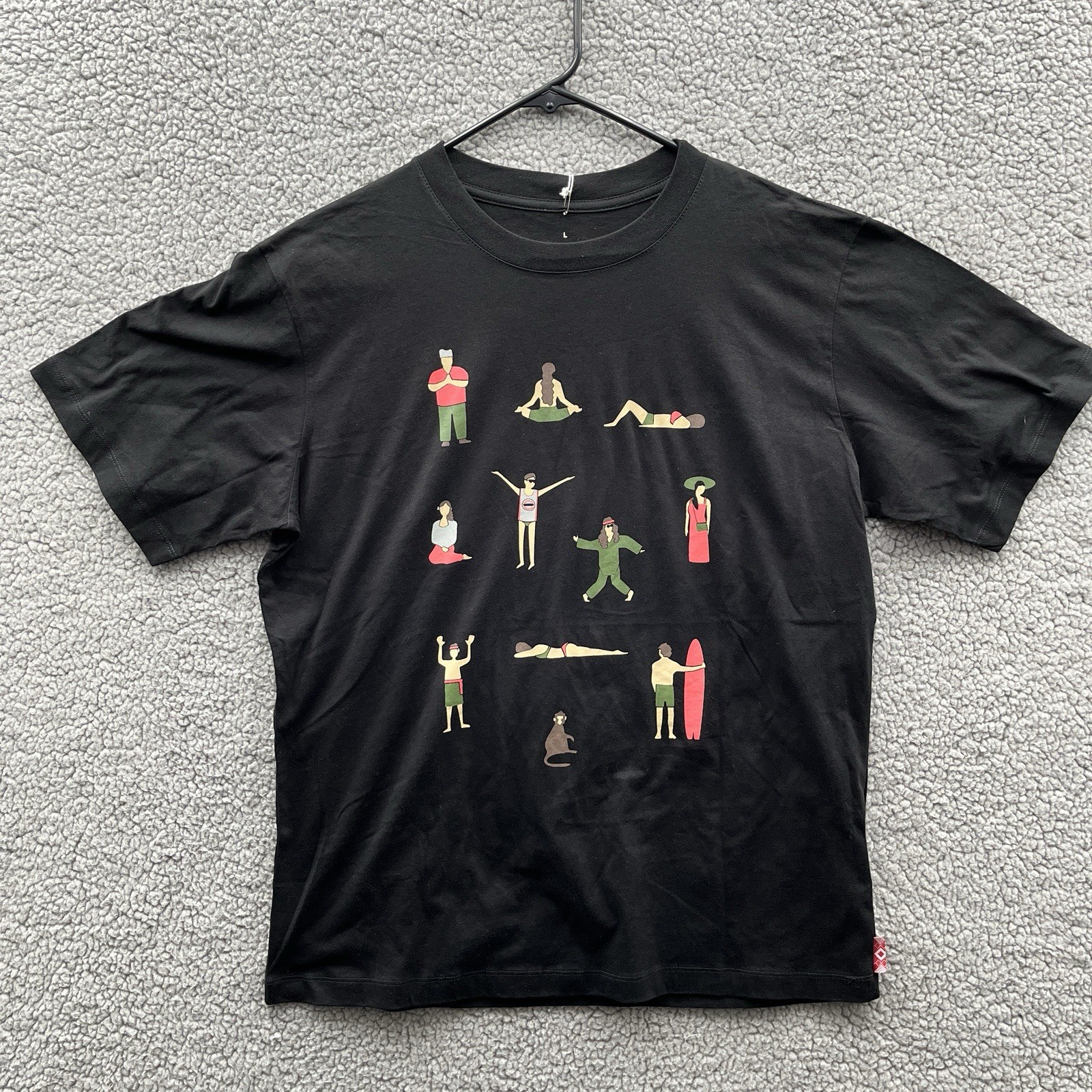 Curative x Manikan Short Sleeve T Shirt Black Size L Chill Vibes Yoga Surf NWT