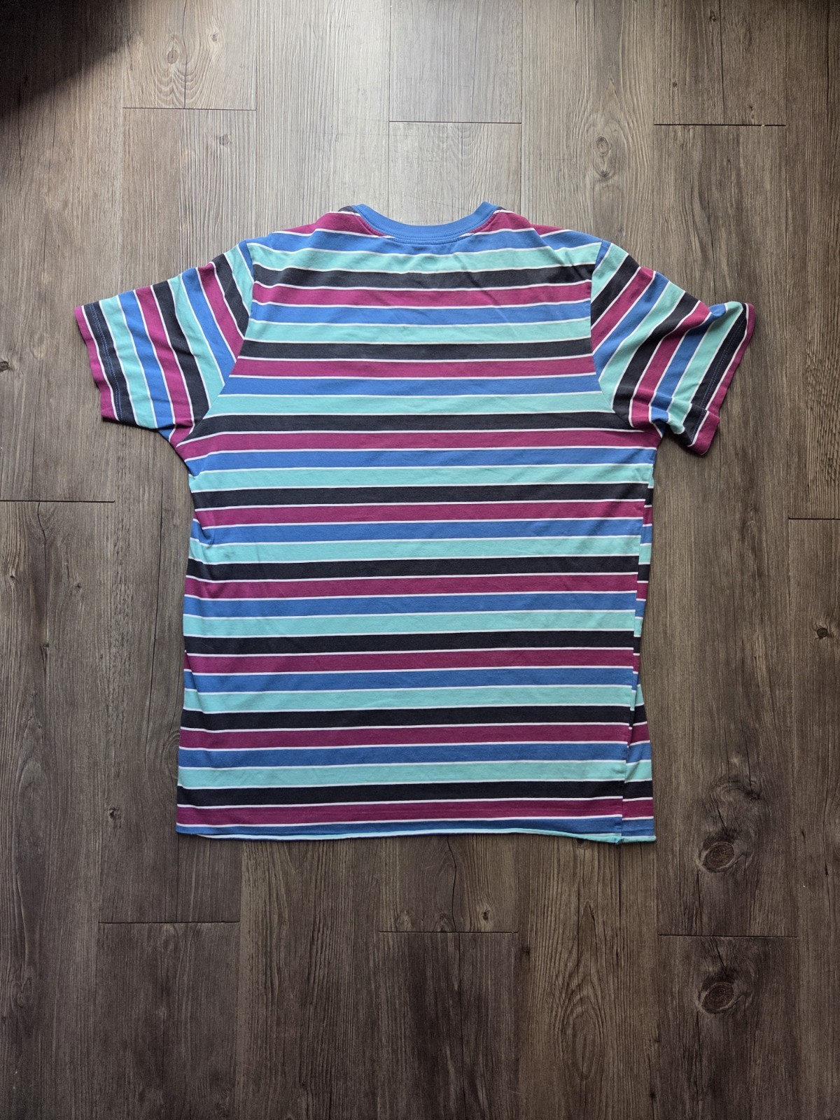 Nike The Nike Tee Men's Multicolor Striped Logo Crew Neck Tee Size L gallery