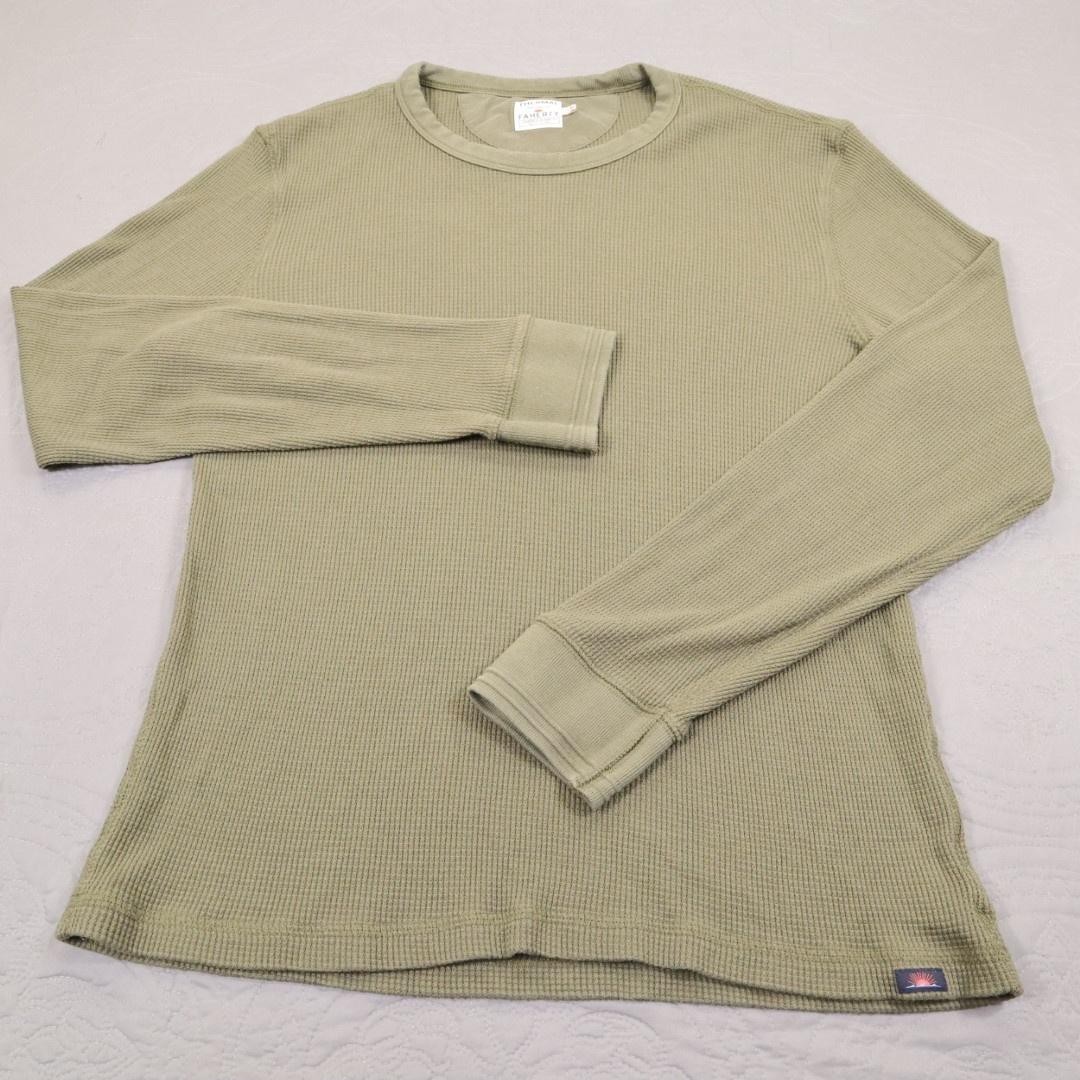 Faherty Thermal Shirt Mens Large Green Waffle Knit Long Sleeve Crewneck Pima gallery