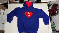 superman DC comics heavy-duty double color hoody embroidred quilted crest logo