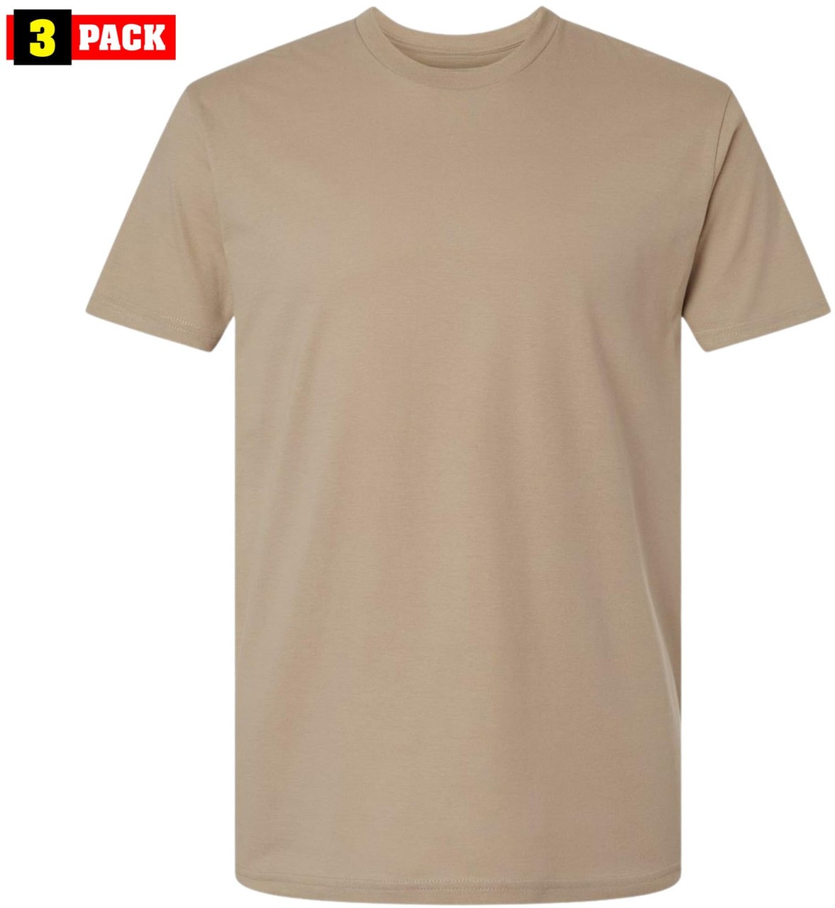 Desert Tan Military T-Shirts 3 Pack 100% Cotton Army Undershirts Crewneck Tees gallery