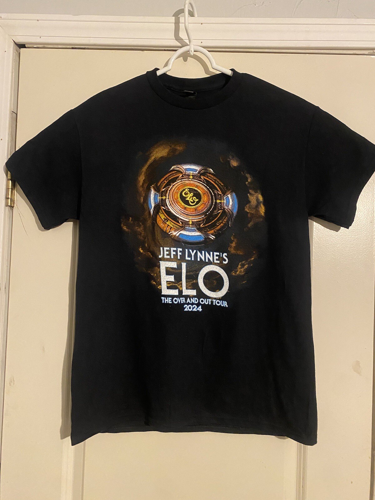 Jeff Lynne’s Unisex L ELO 2024 The Over and Out Tour Black Concert Shirt