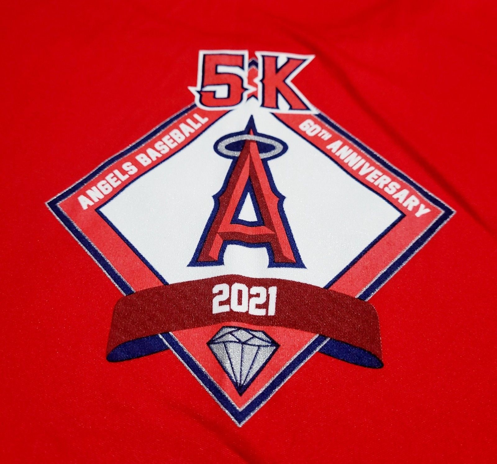 Angels Baseball 5K 2021 Marathon Running Active Gym Shirt Size Unisex Small NWOT gallery