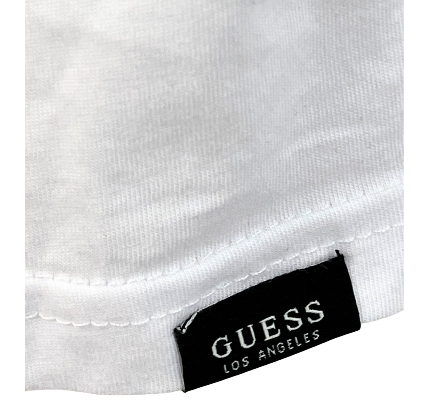 NWT GUESS Los Angeles Men’s White Logo Tape T Shirt Crew Neck Size S gallery