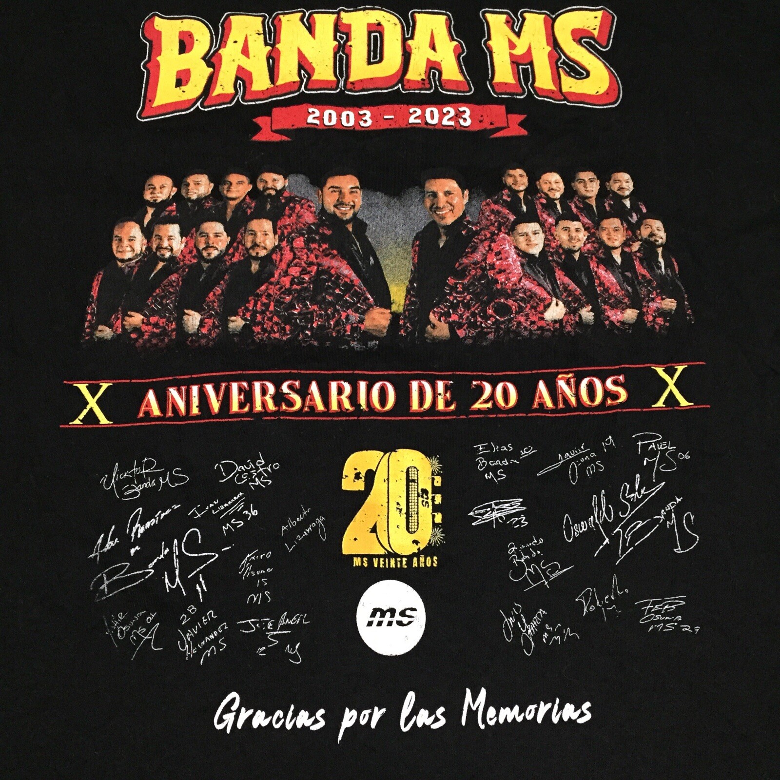 Banda MS 2003-2023 20th Anniversary Tour T Shirt Men’s L Black Bullseye gallery