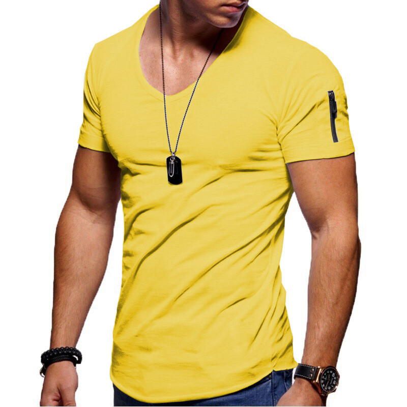 Mens Muscle Top Slim Fit Gym T Shirt V Neck Short Sleeve Plain Casual Tee Shirts gallery