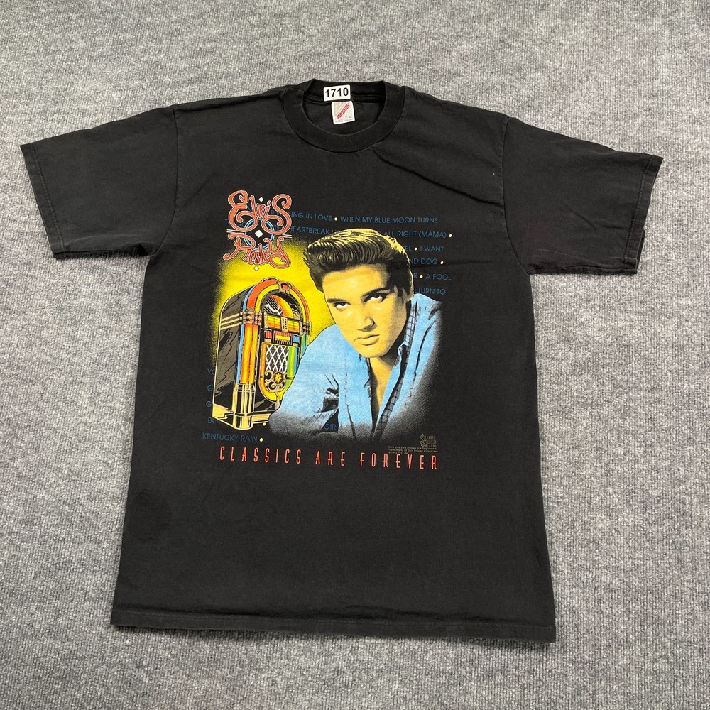Vintage 1992 Elvis Presley Classics Are Forever Shirt Large 21×28 Black